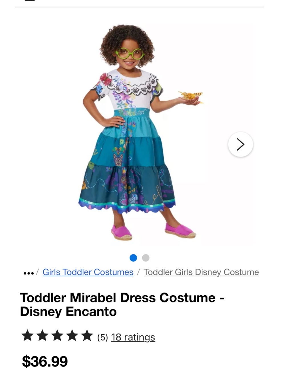 Disney Mirabel Toddler Girls Multi-Color Dress Costume